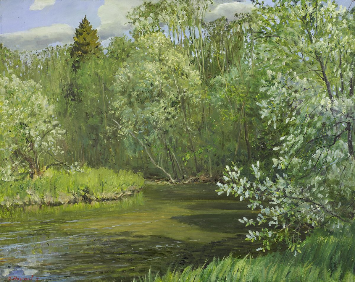 Пейзаж с березами раскраска