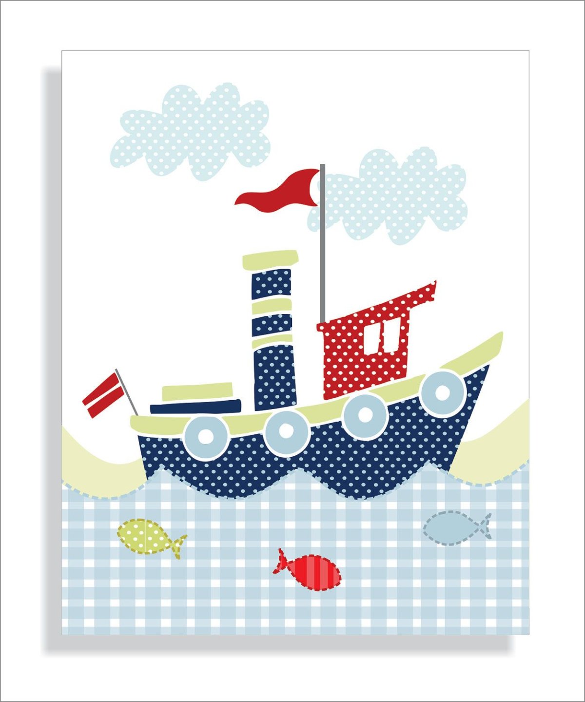 Аппликация из ткани кораблик