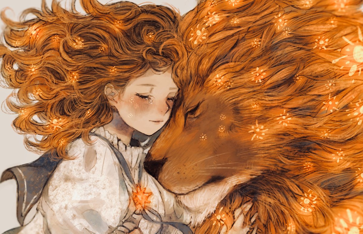 Девочка обнимает Льва