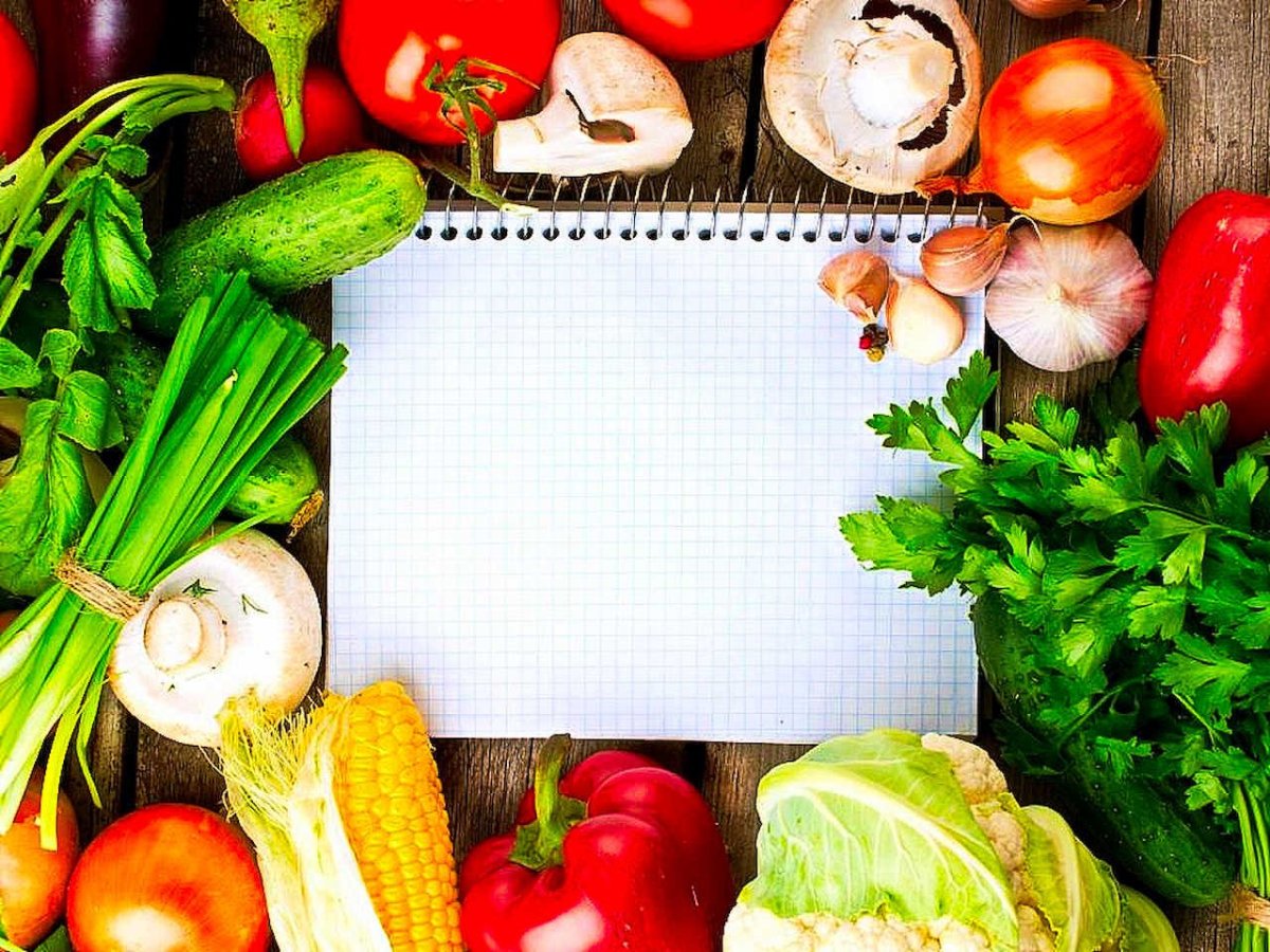 Надпись вкусная и здоровая пища