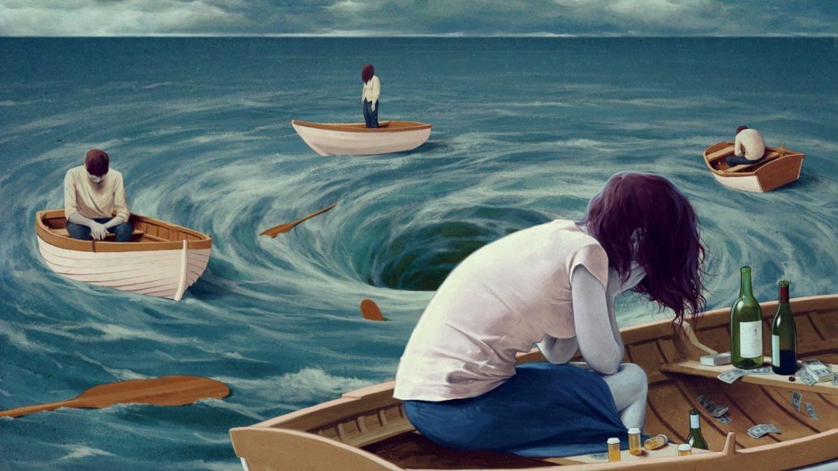 Картина катер человек и душа в человеке