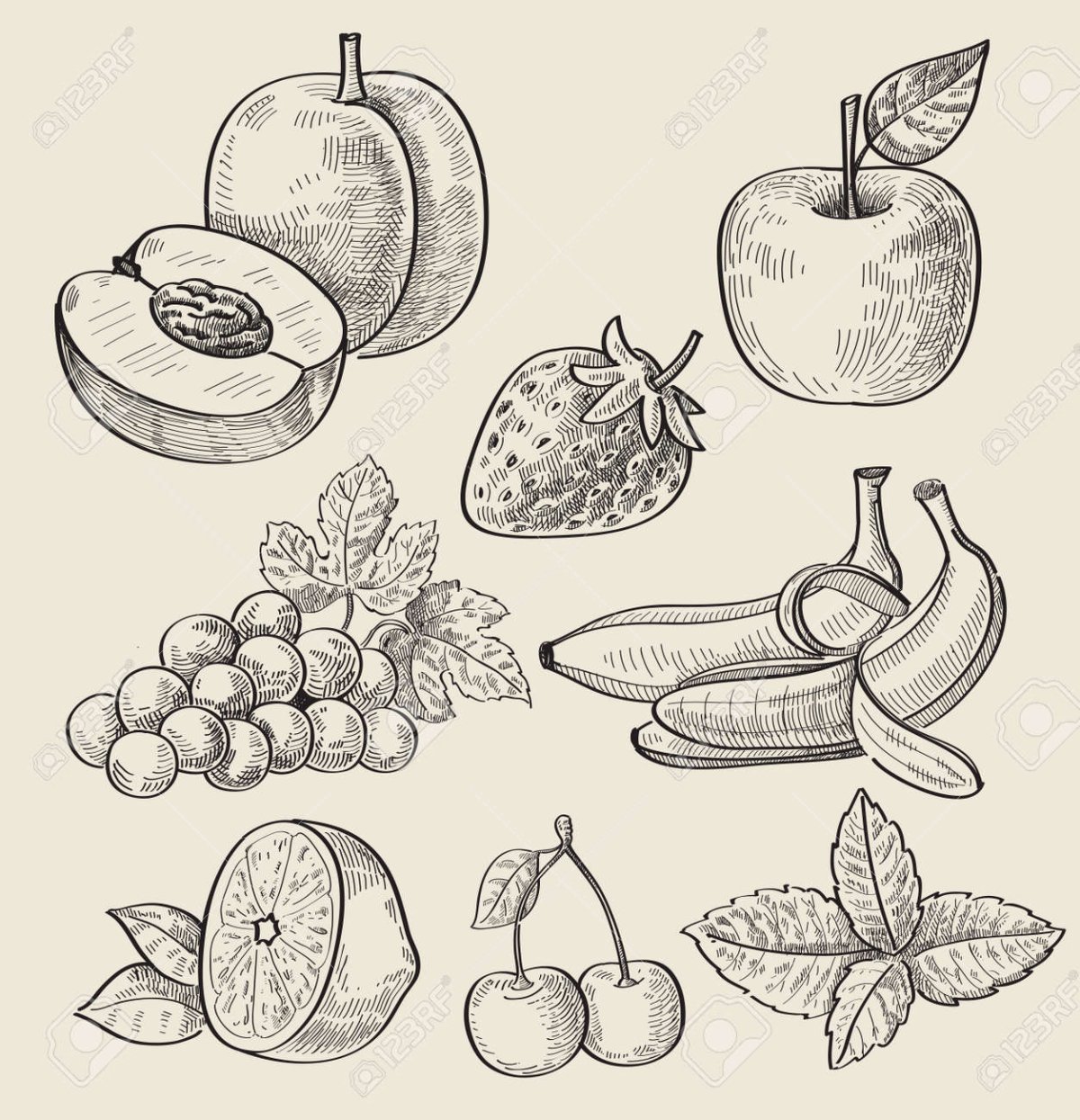 Овощи и фрукты в графике