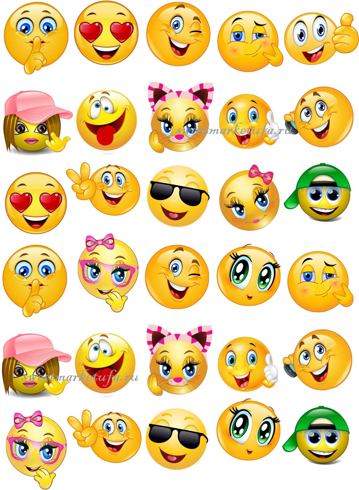 Набор смайликов для печати