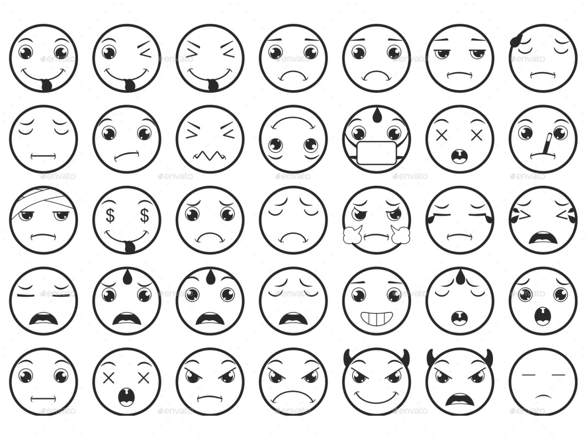 Раскраски Стикеры эмоции