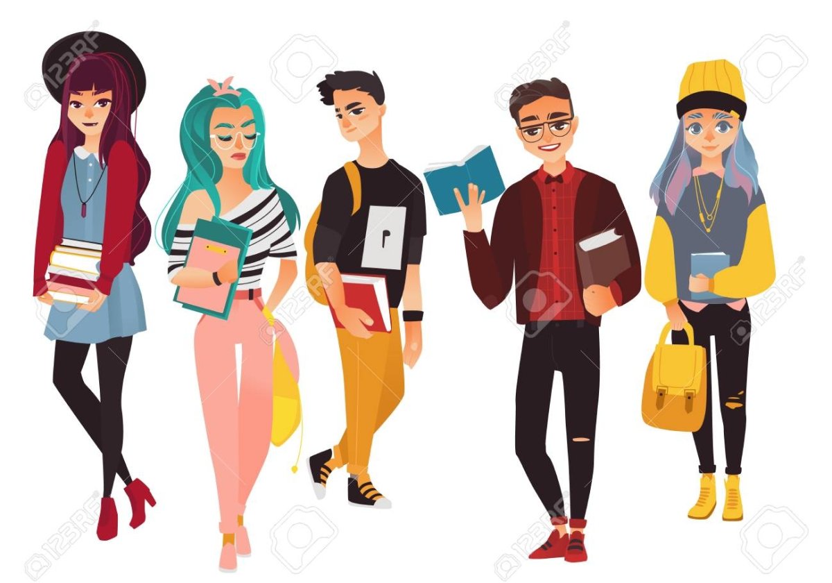 Мультяшные стильные студенты