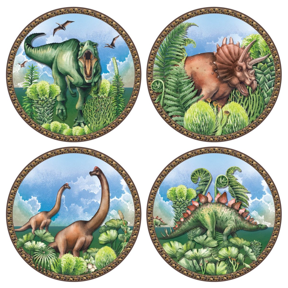 Динозавры в круглой рамке