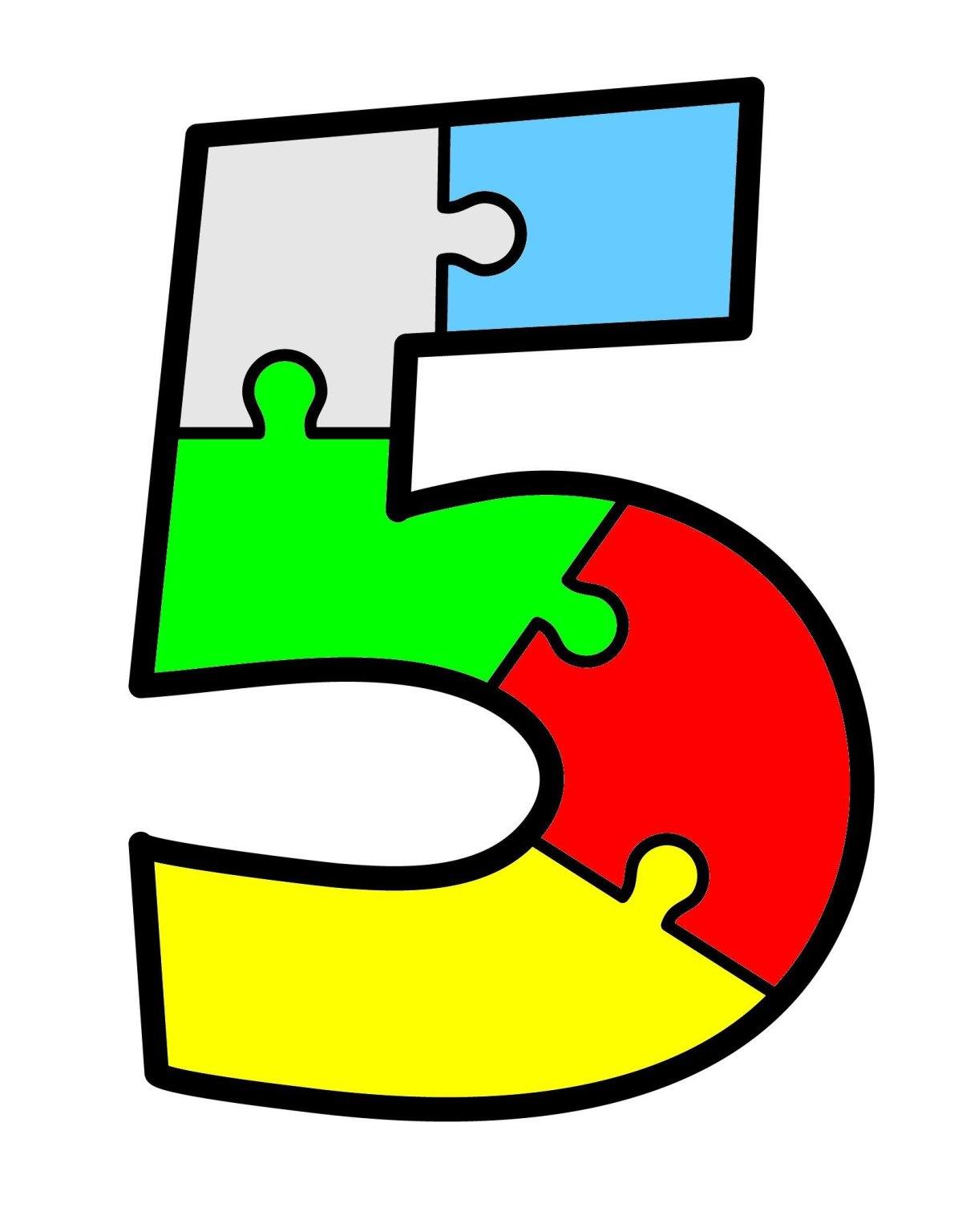 Цифра 5 из пазлов