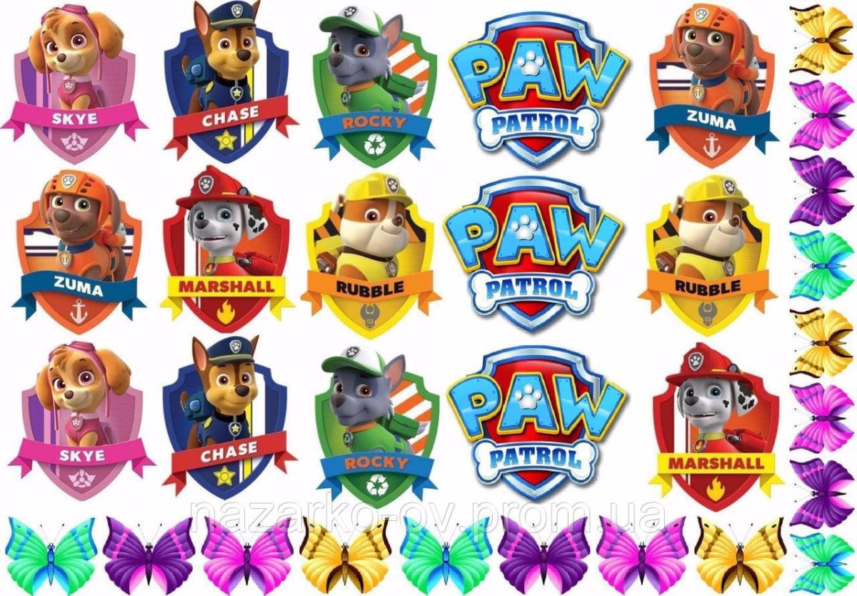 Вафельные картинки Щенячий патруль для капкейков