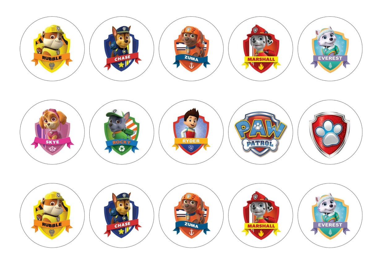 Щенячий патруль круглая картинка для капкейков