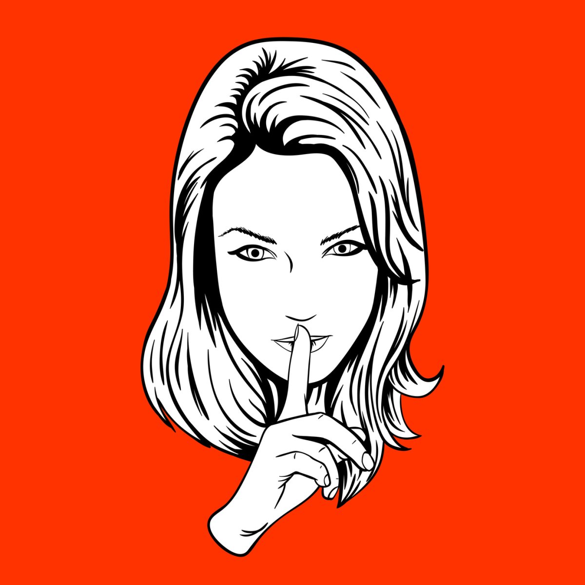 Девушка показывает знак тишины