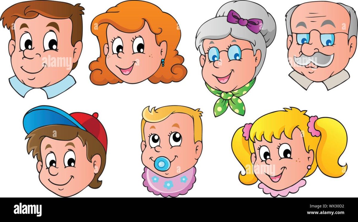 Мультяшные лица семьи