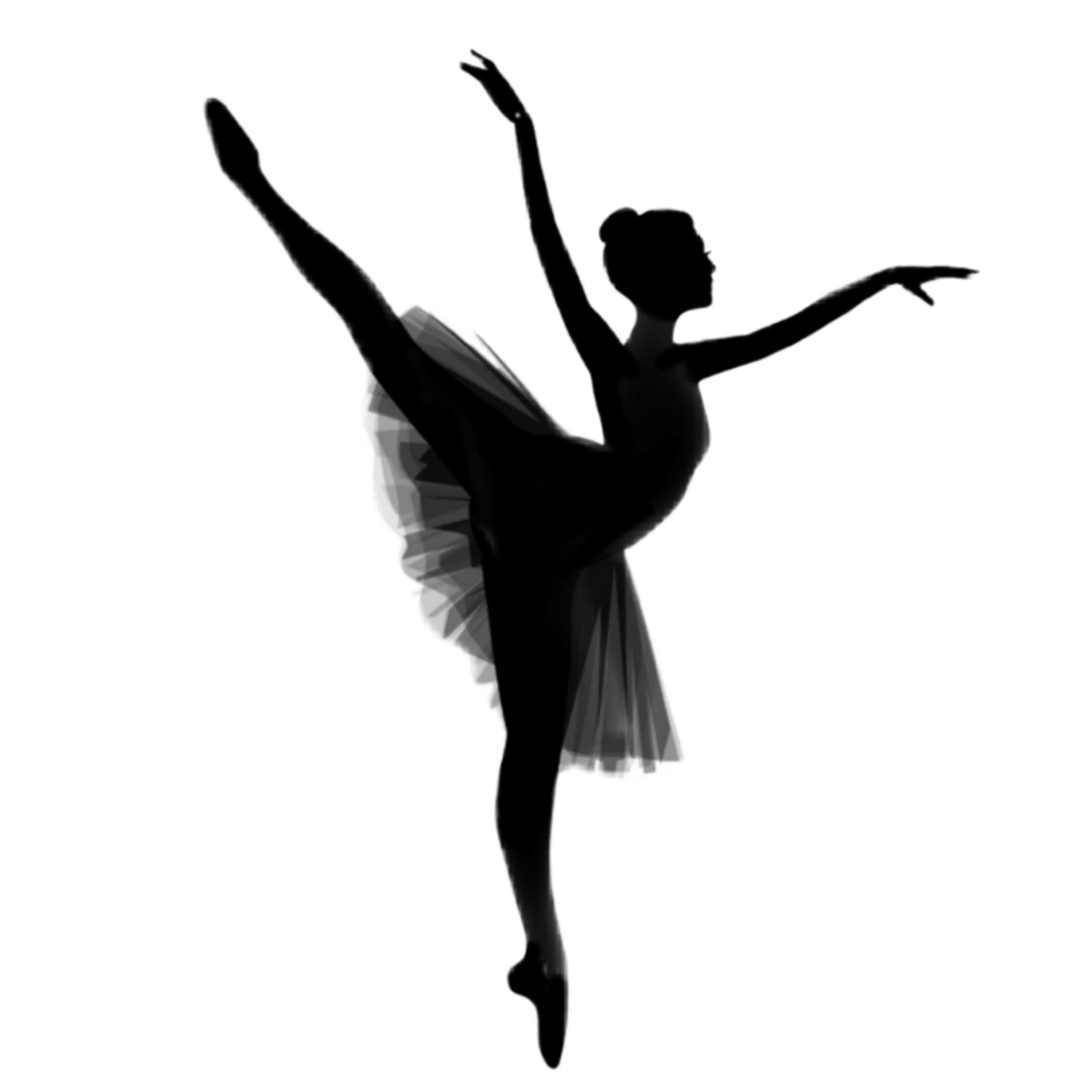 Силуэт балерины на белом фоне