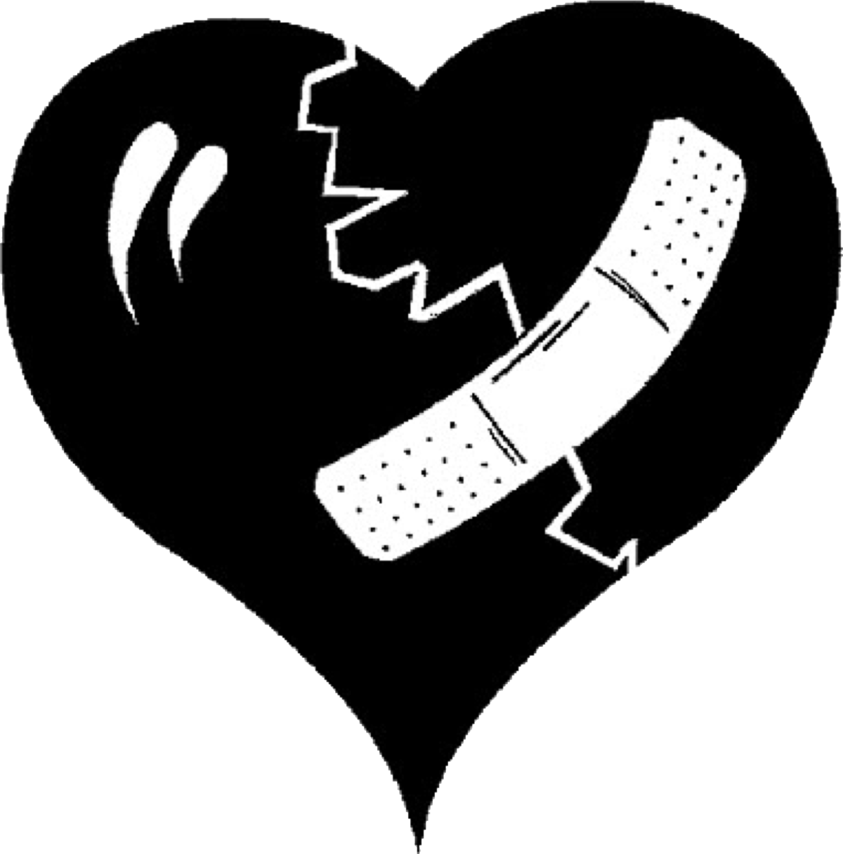 Разбитое сердце на черном фоне