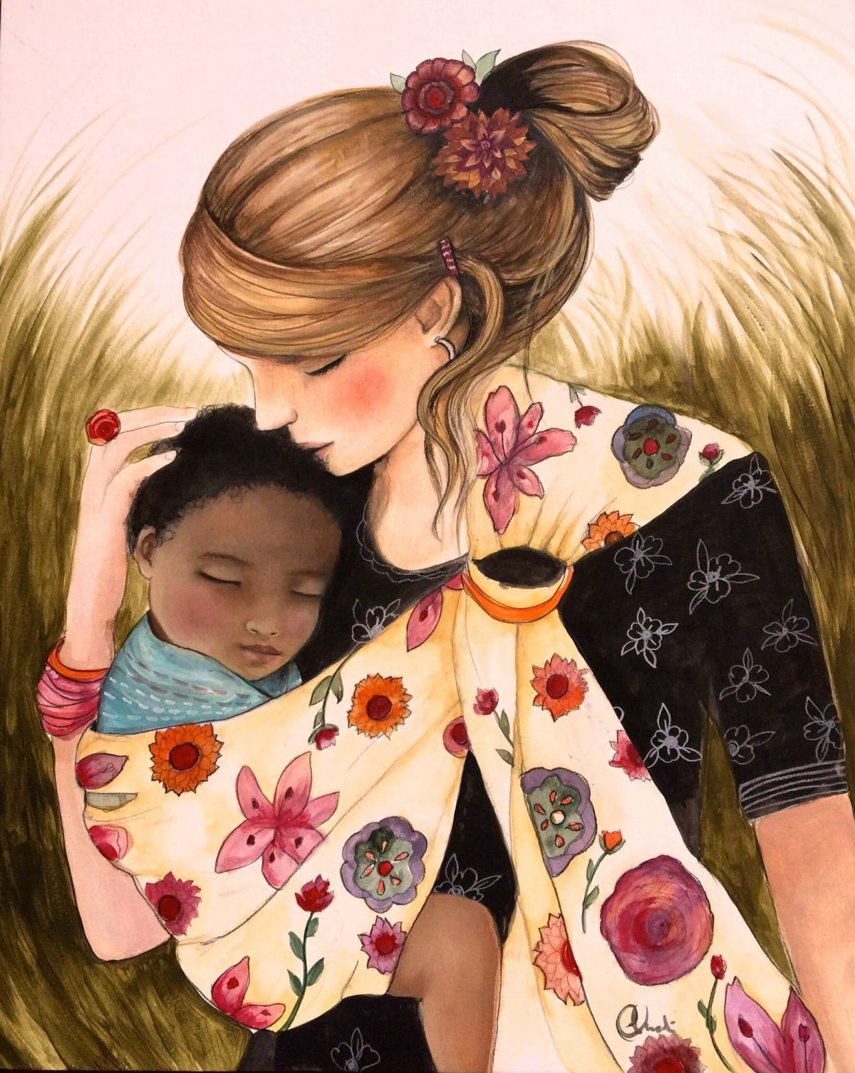 Рисунок ребенок пара мама