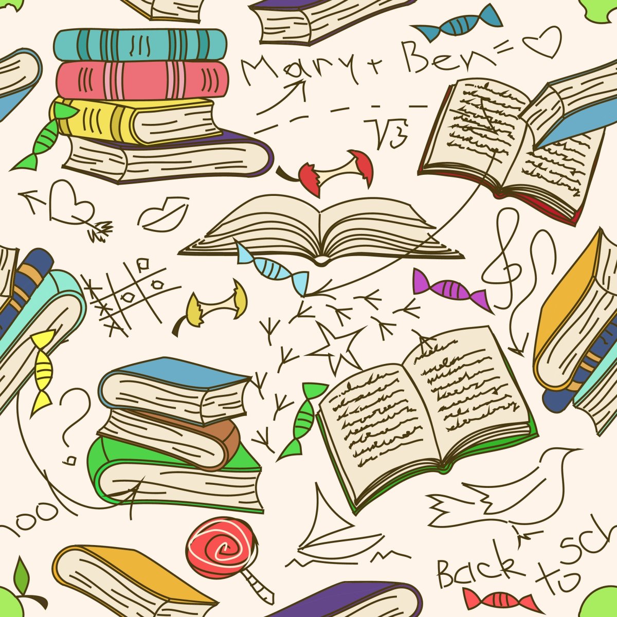 Фоновое изображение с книжками и тетрадями