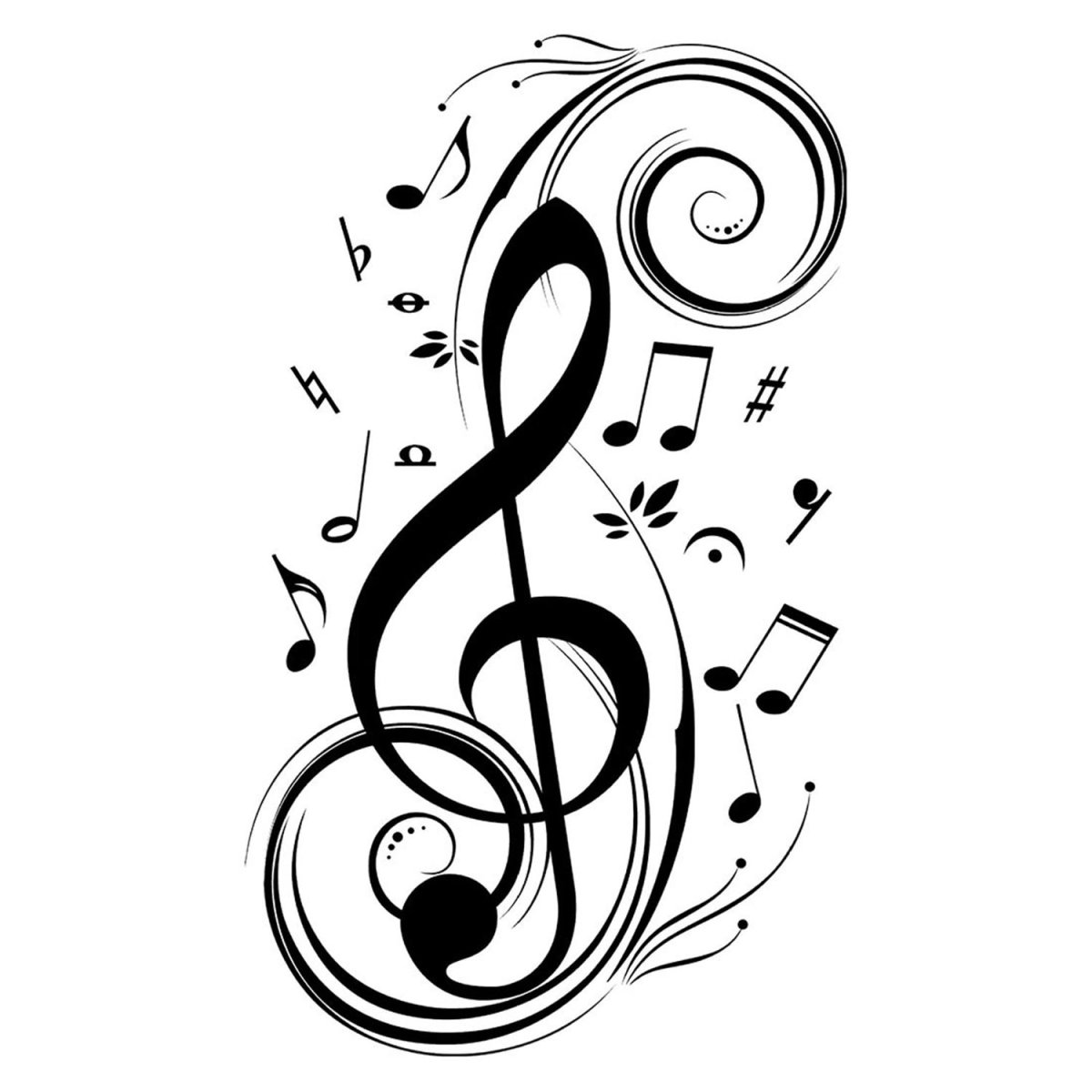 Тату скрипичный ключ и Ноты