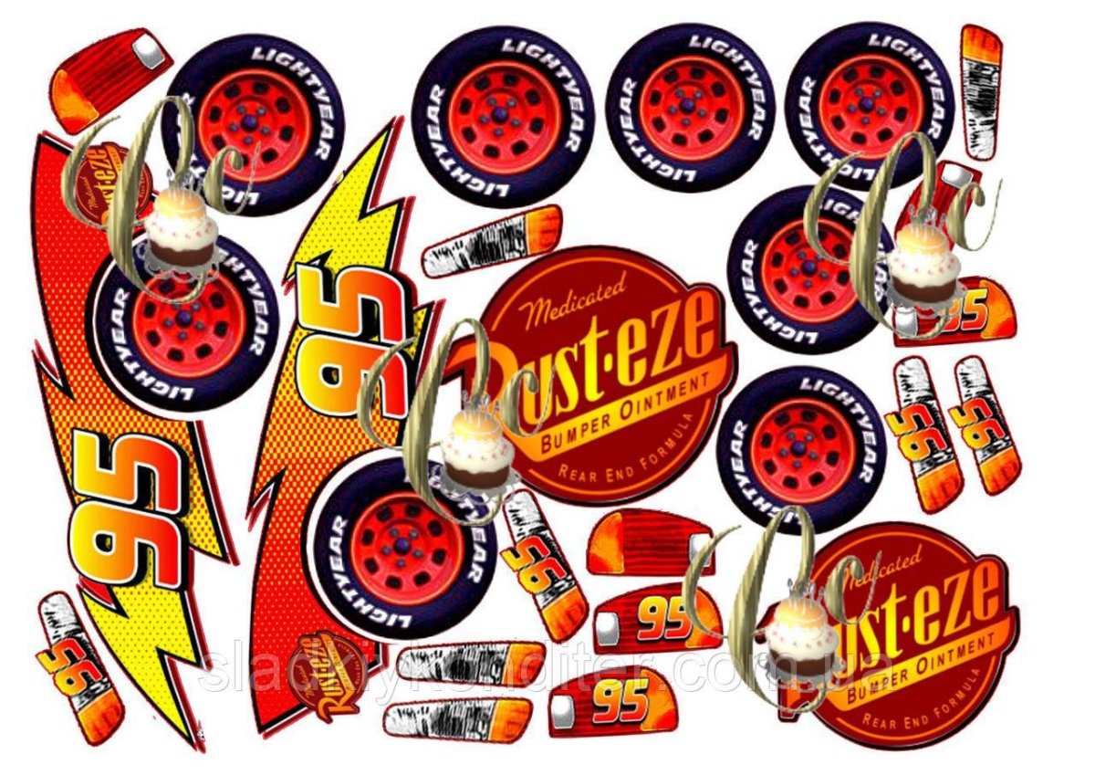 Украшение торта молния Маквин