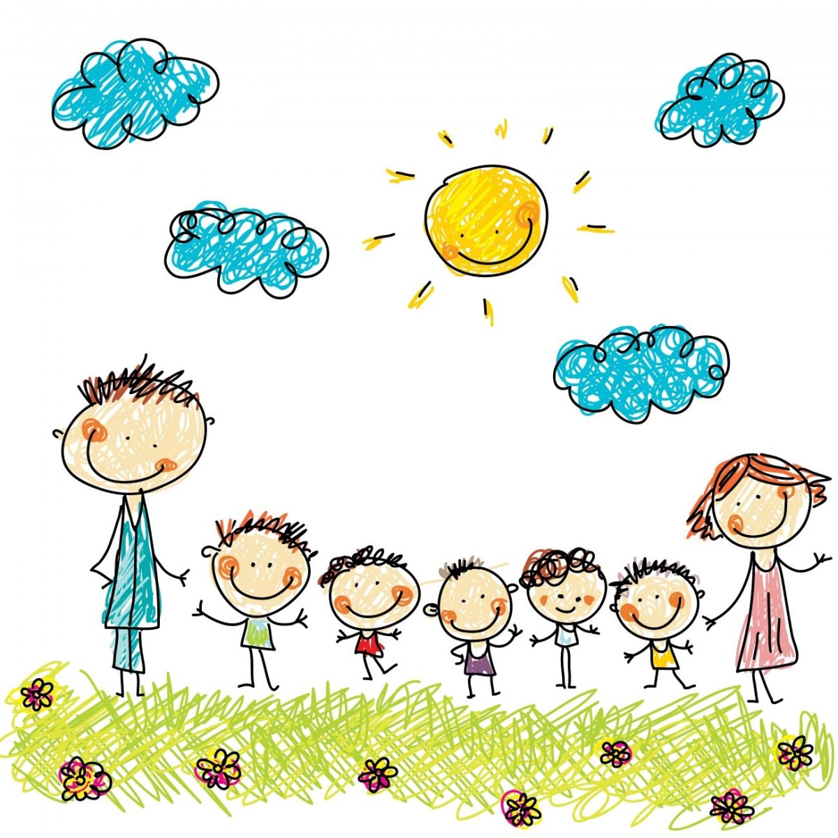 Многодетная семья рисунок