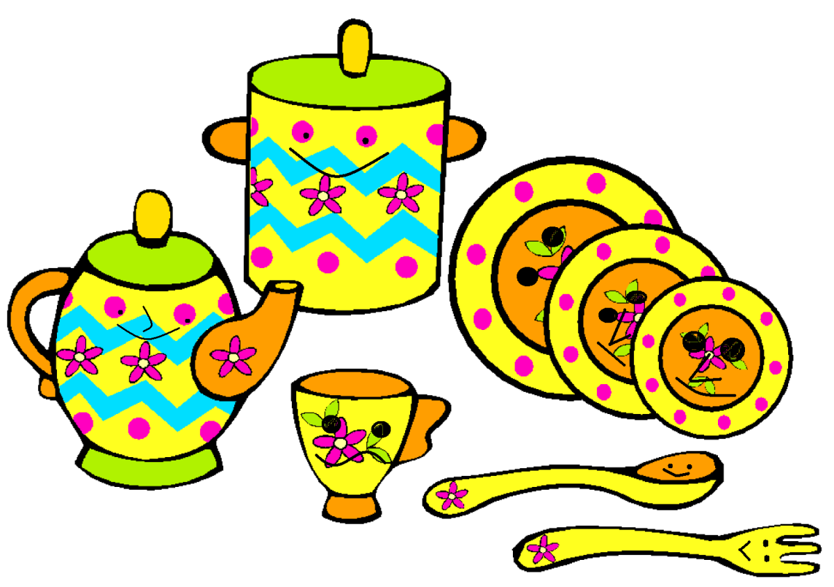 Кухонная посуда раскраска для детей