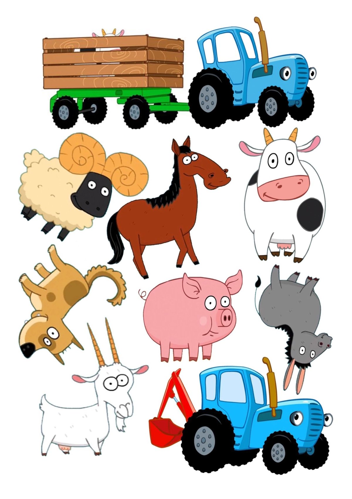 Синий трактор арт