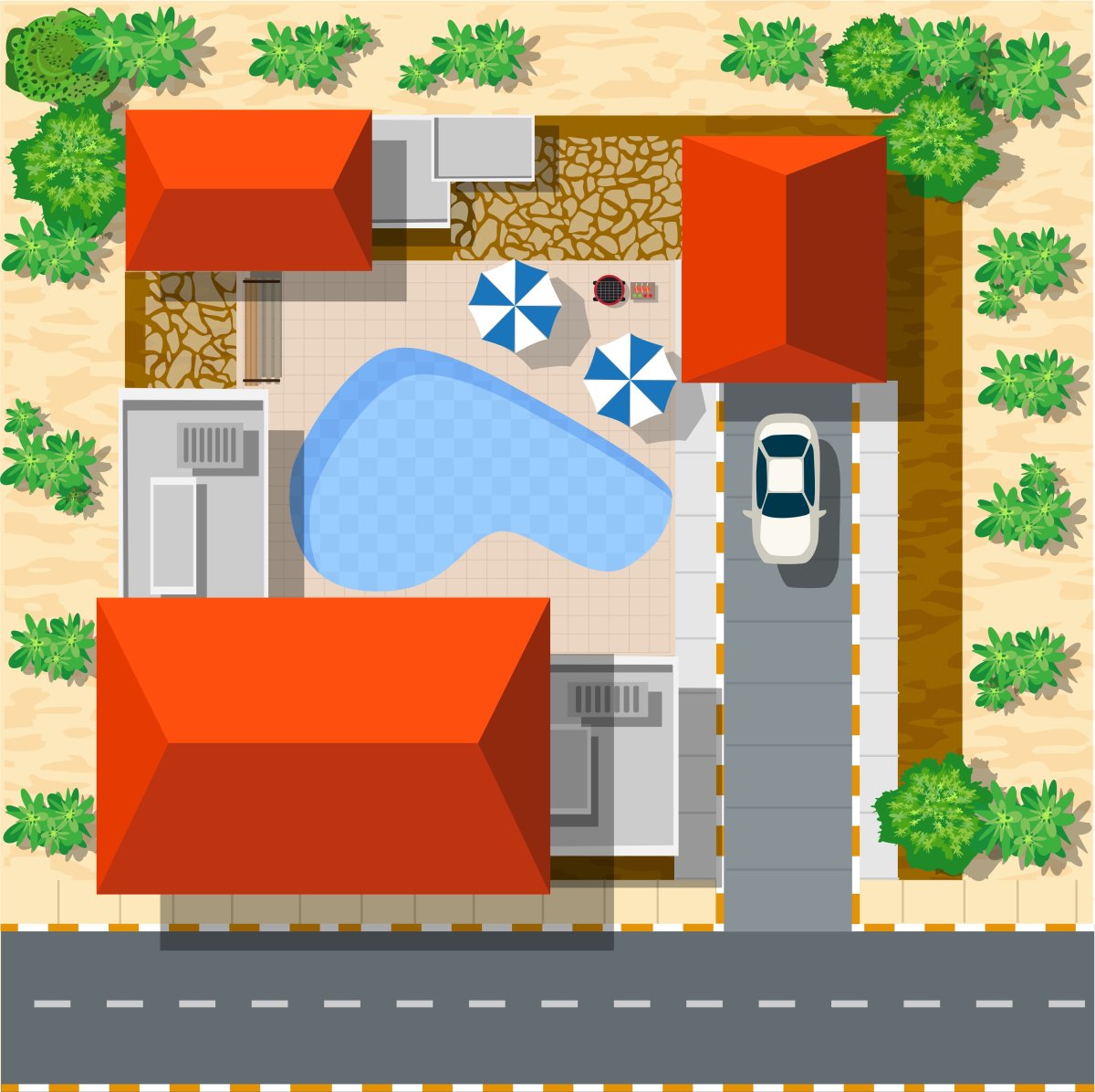 Векторный домик вид сверху