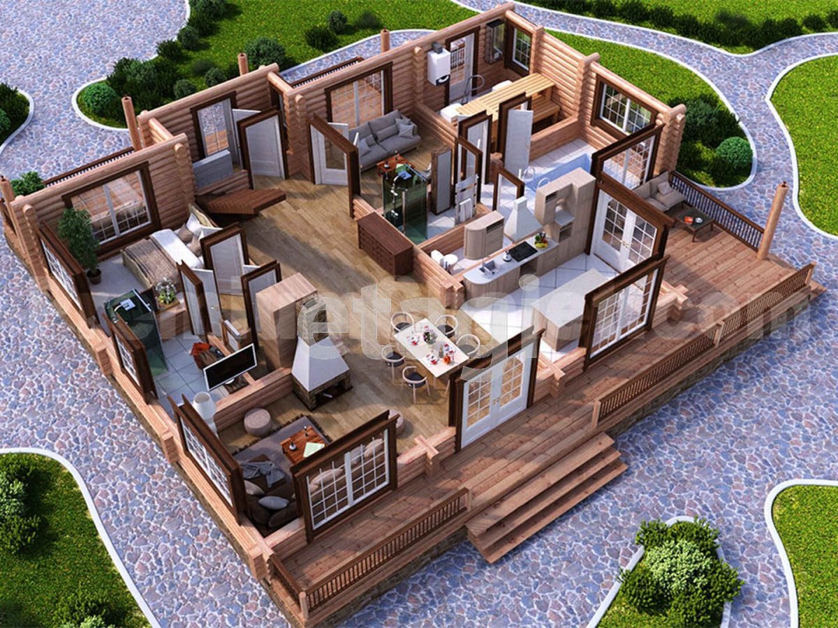 План квартиры сверху с мебелью