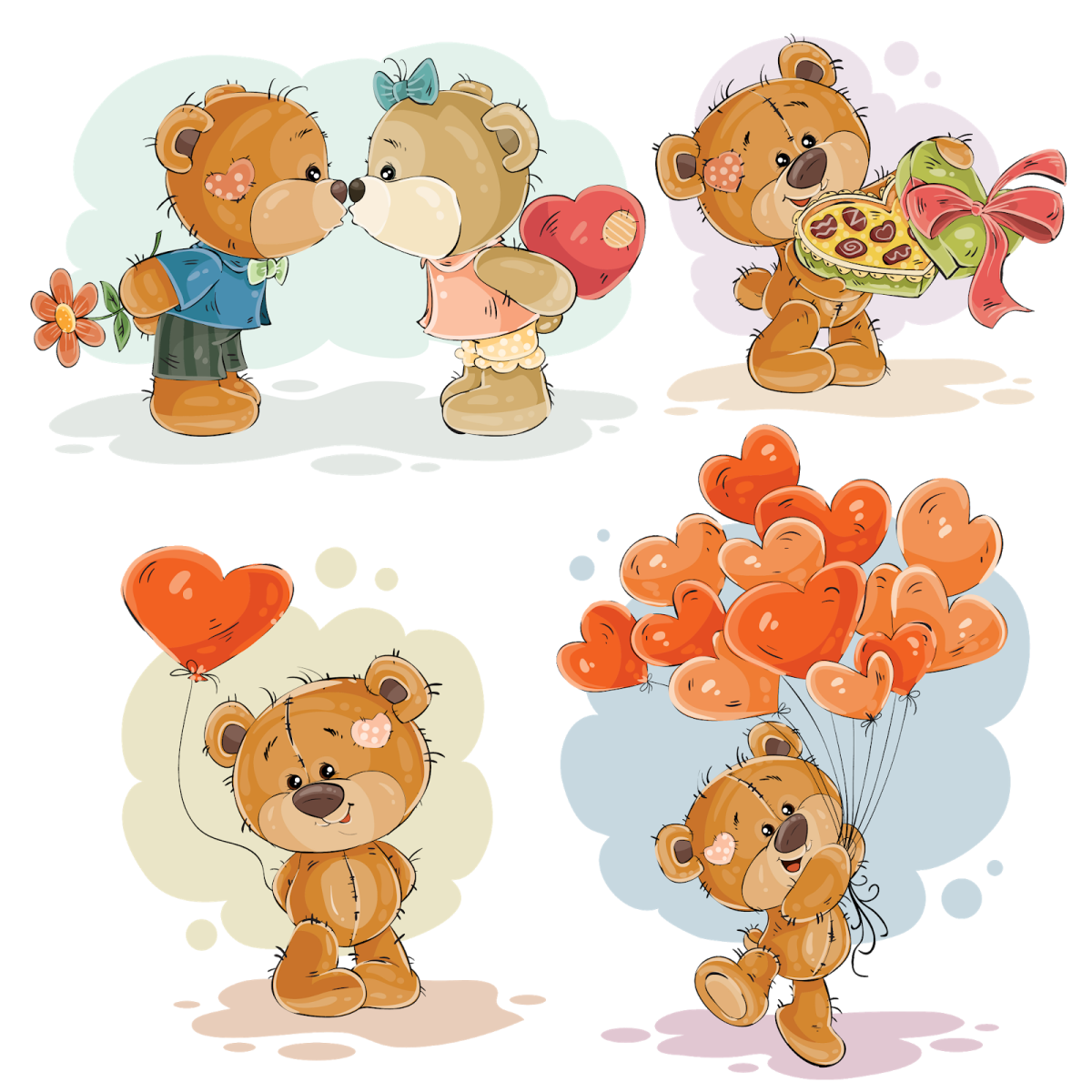 Мишка с цветами вектор