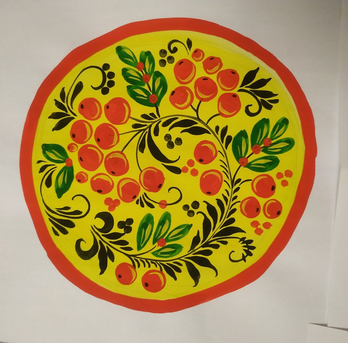 Золотая Хохлома тарелка