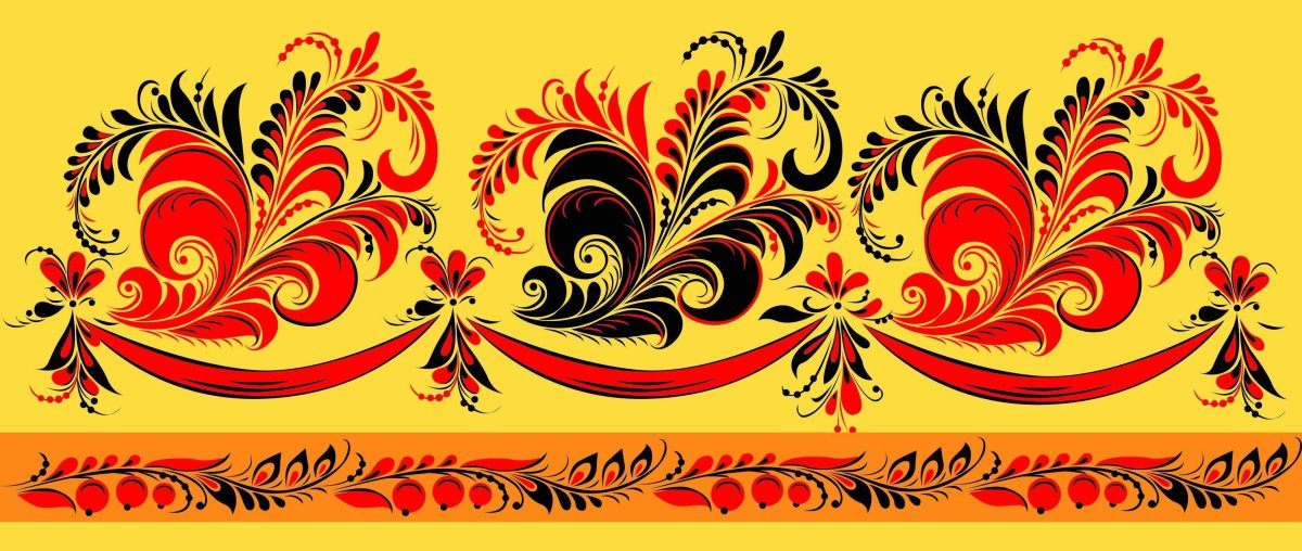 Ленточный орнамент Городецкой росписи