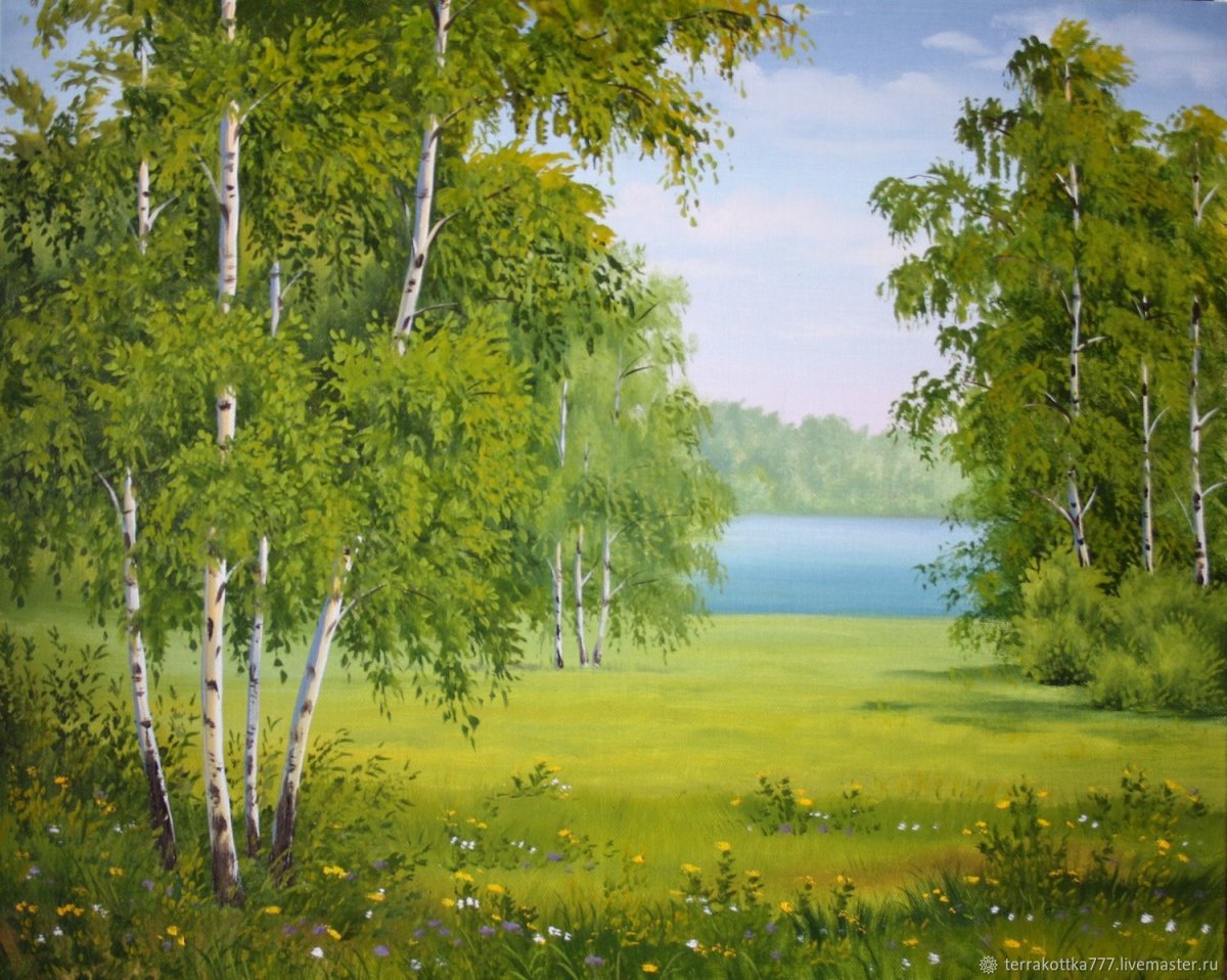 Летний пейзаж с березами