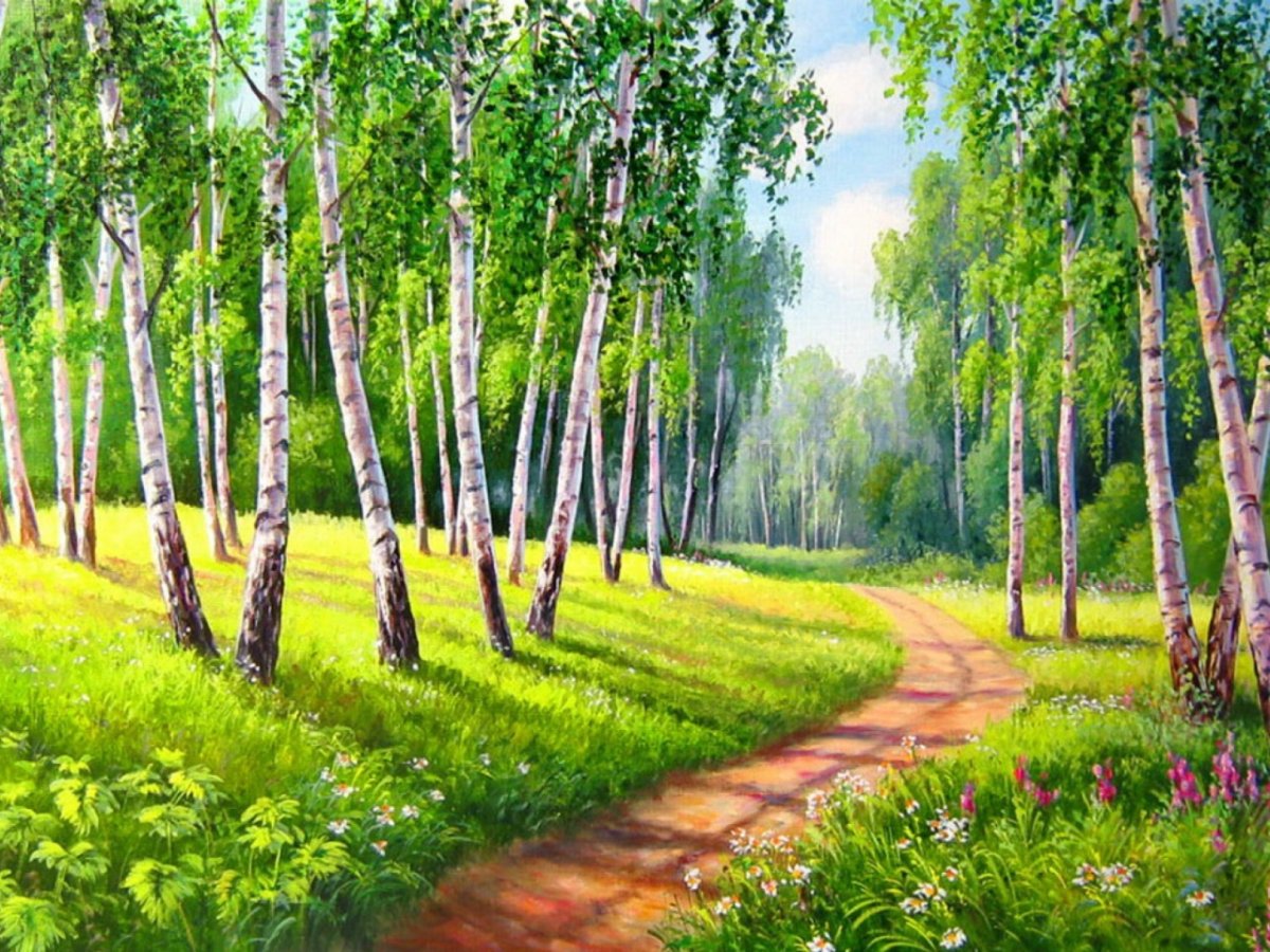 Алмазная живопись Березовая роща