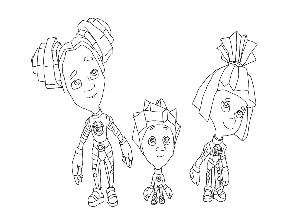 Раскраска Фиксики Симка и Нолик