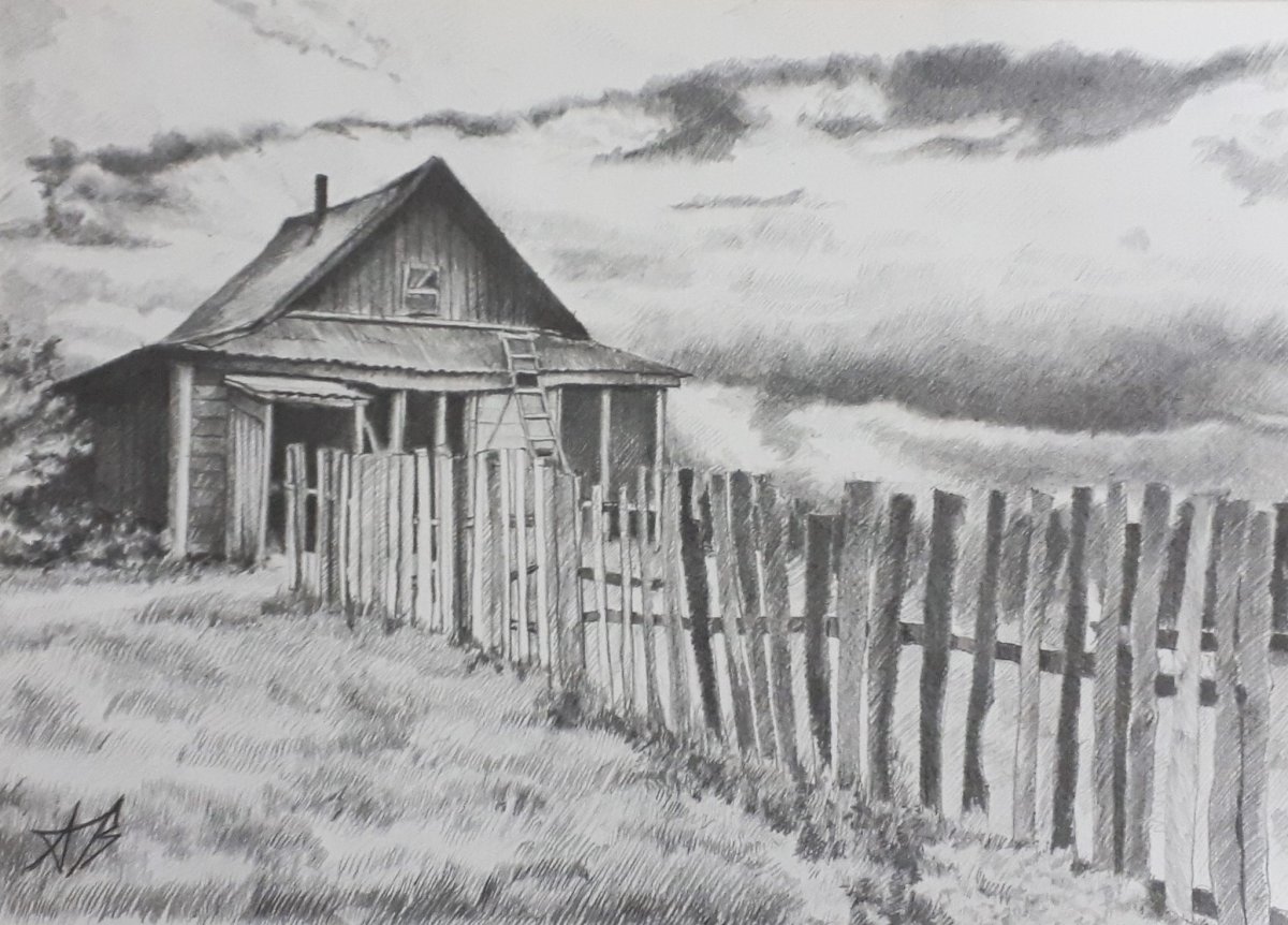 Деревня карандашом