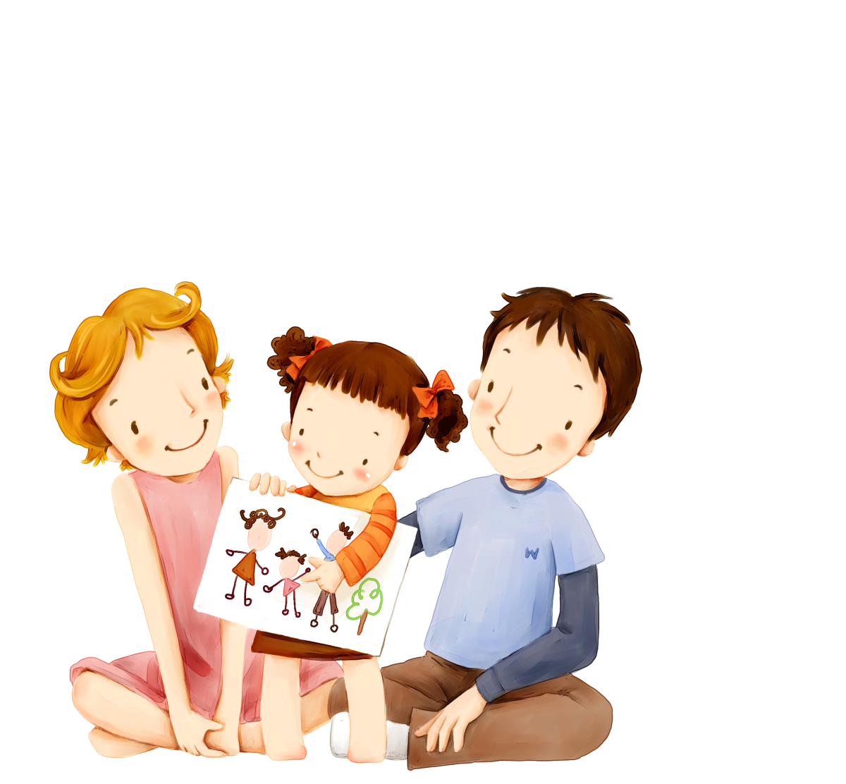 Дети с родителями вектор