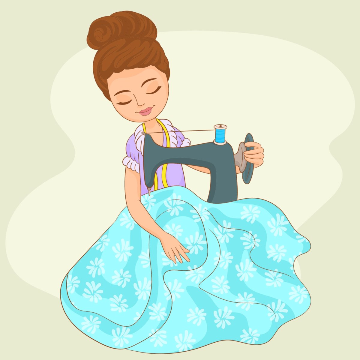 Девочка шьет