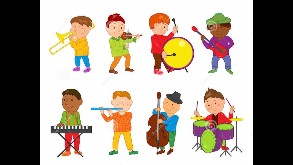 Изображение людей, играющих на музыкальных инструментах.