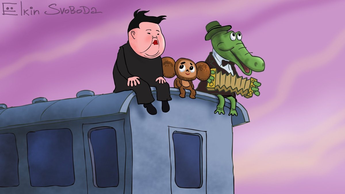 Крокодил Гена и Чебурашка на вагоне