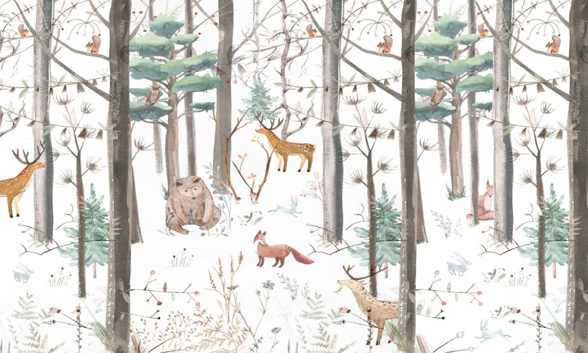 Фреска Лесные звери в детскую