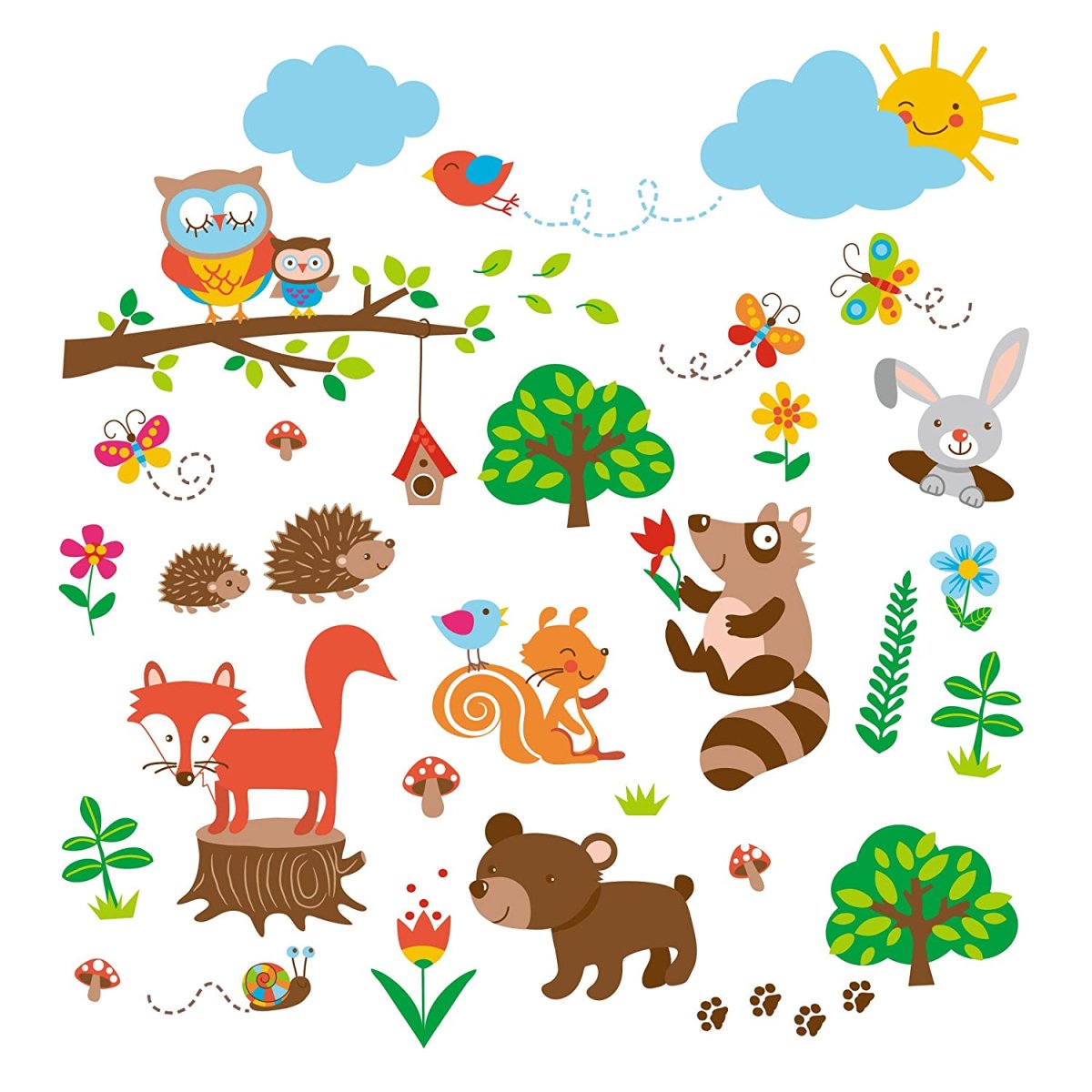 Лесные зверюшки для детей наклейки