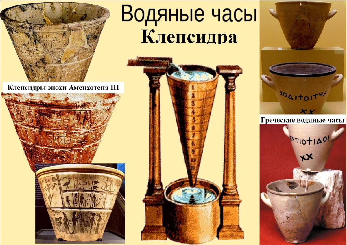 Древние египетские водяные часы (клепсидры)
