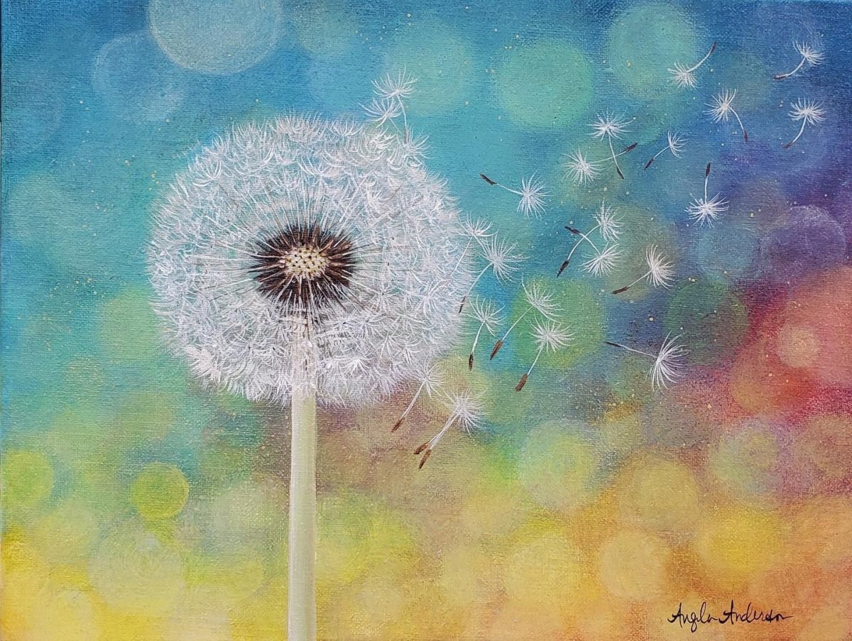 Одуванчики фон акварель