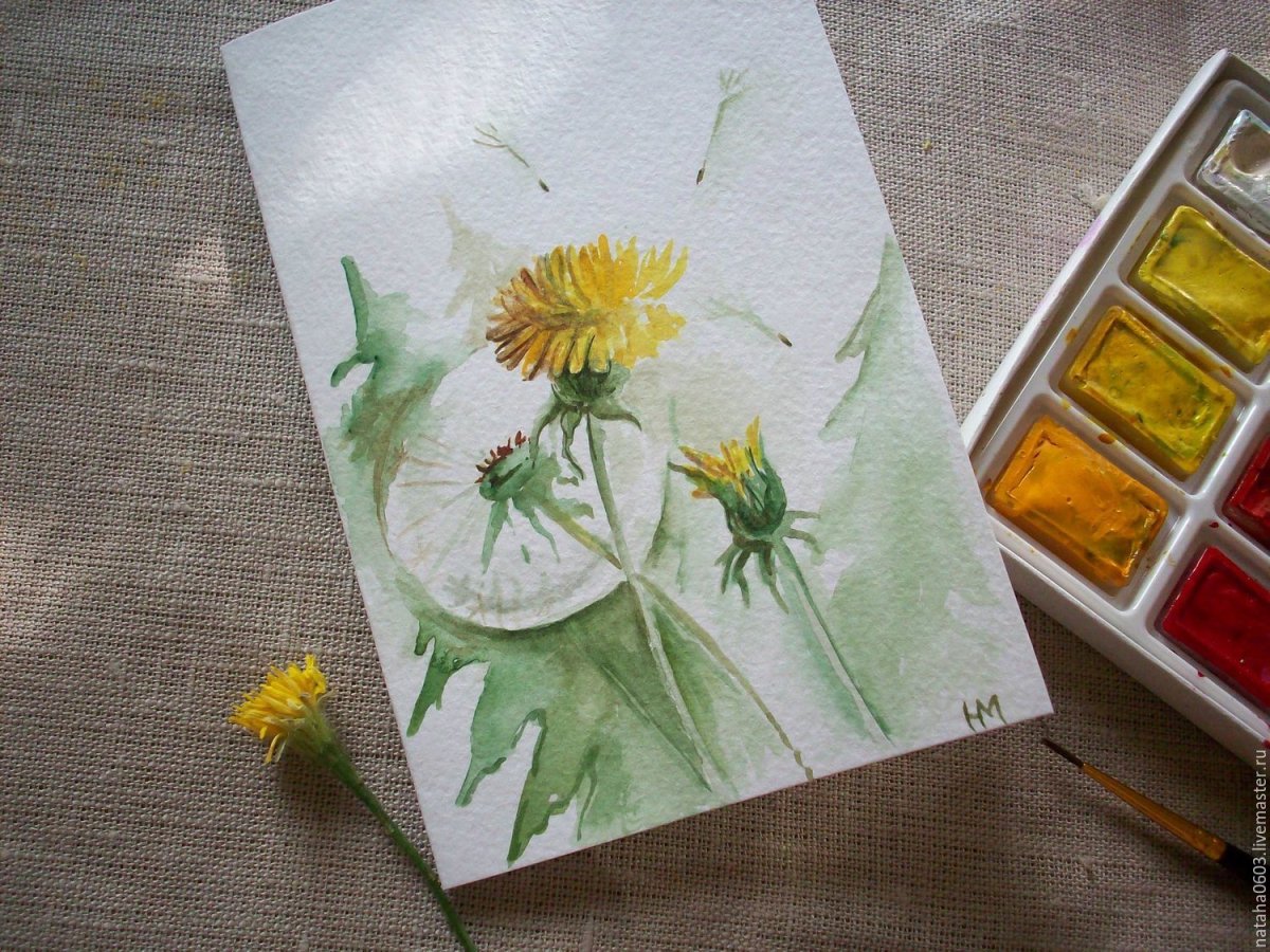 Одуванчик Акварельные открытки
