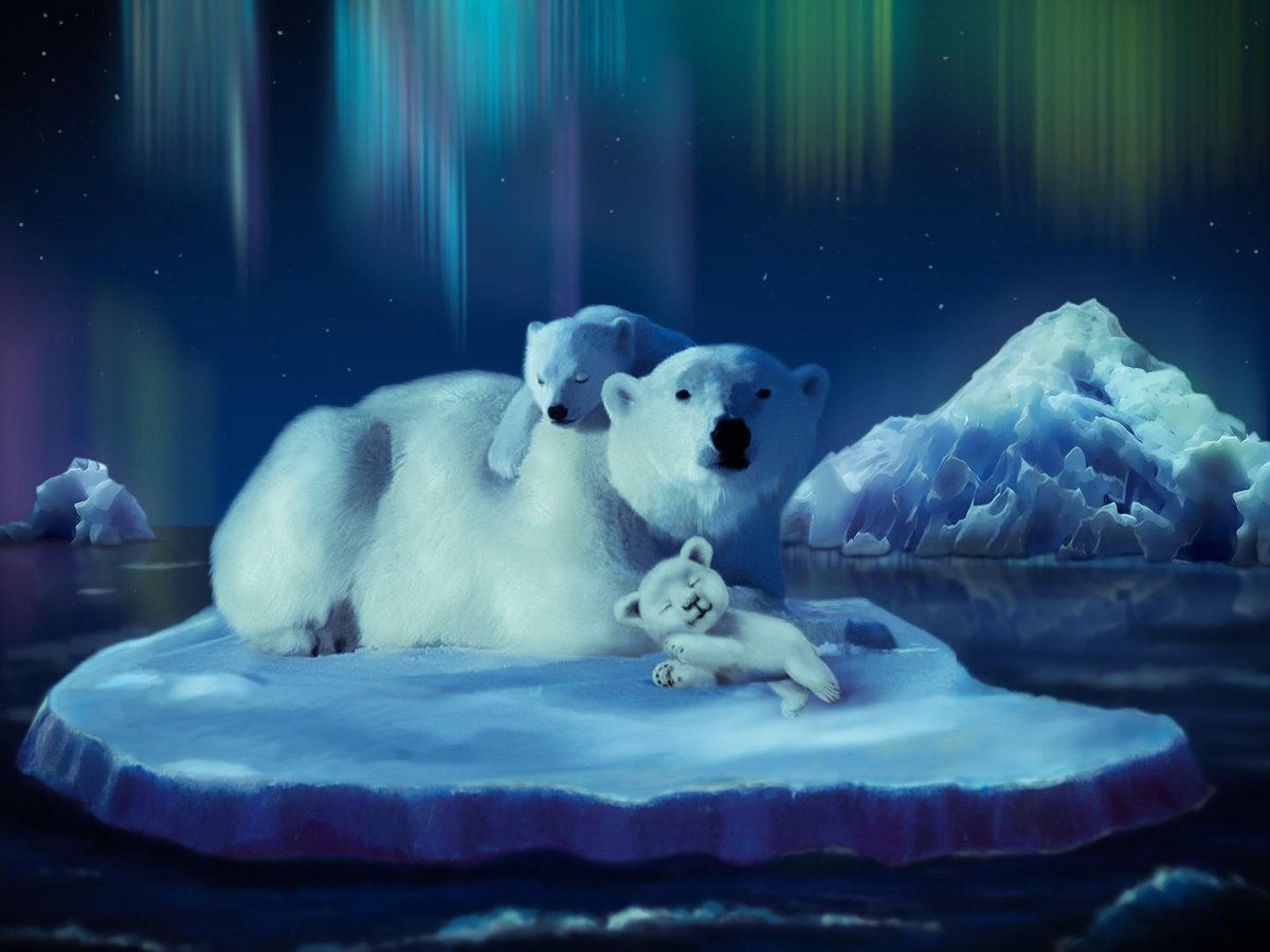 Белый медведь на льдине Умка