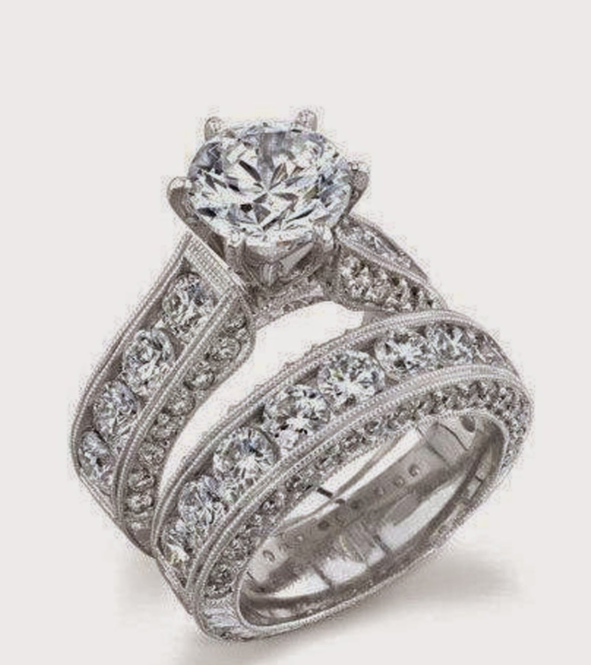 Двойное кольцо белое золото