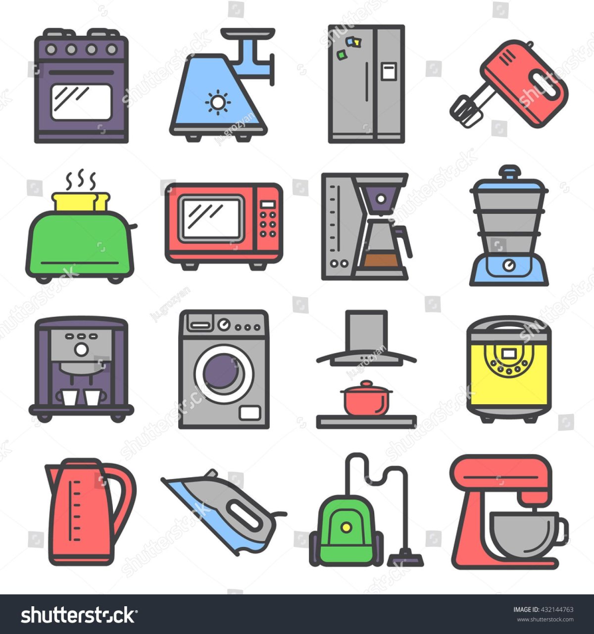 Цветные иконки бытовой техники