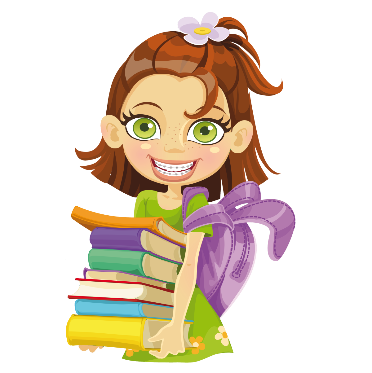 Девочка с книжкой мультяшная