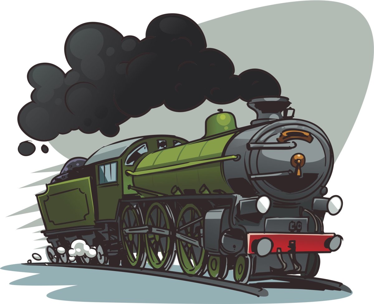 Паровоз в мультяшном стиле