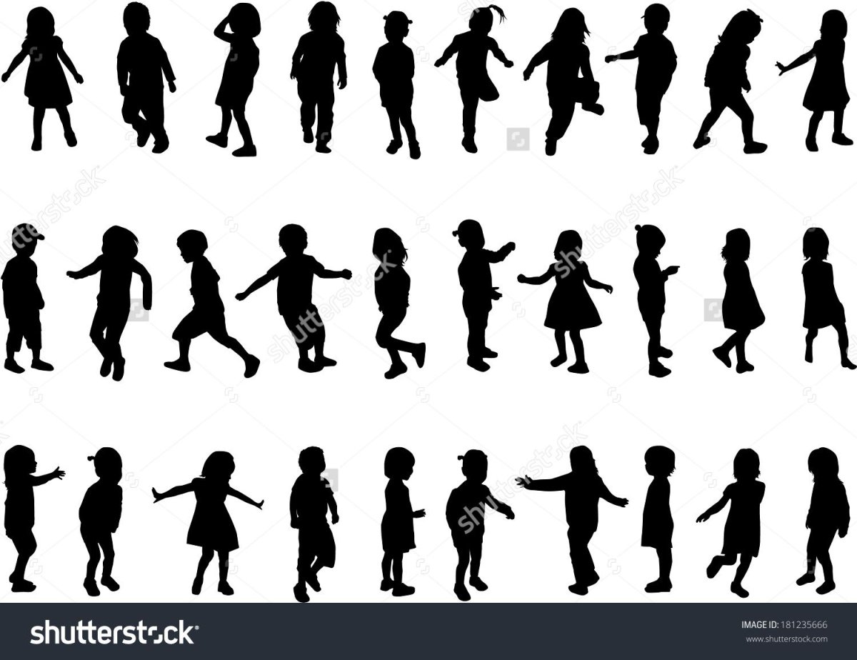 Силуэты играющих детей