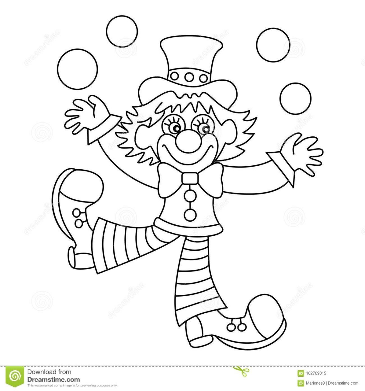 Клоун раскраска для детей 3 лет