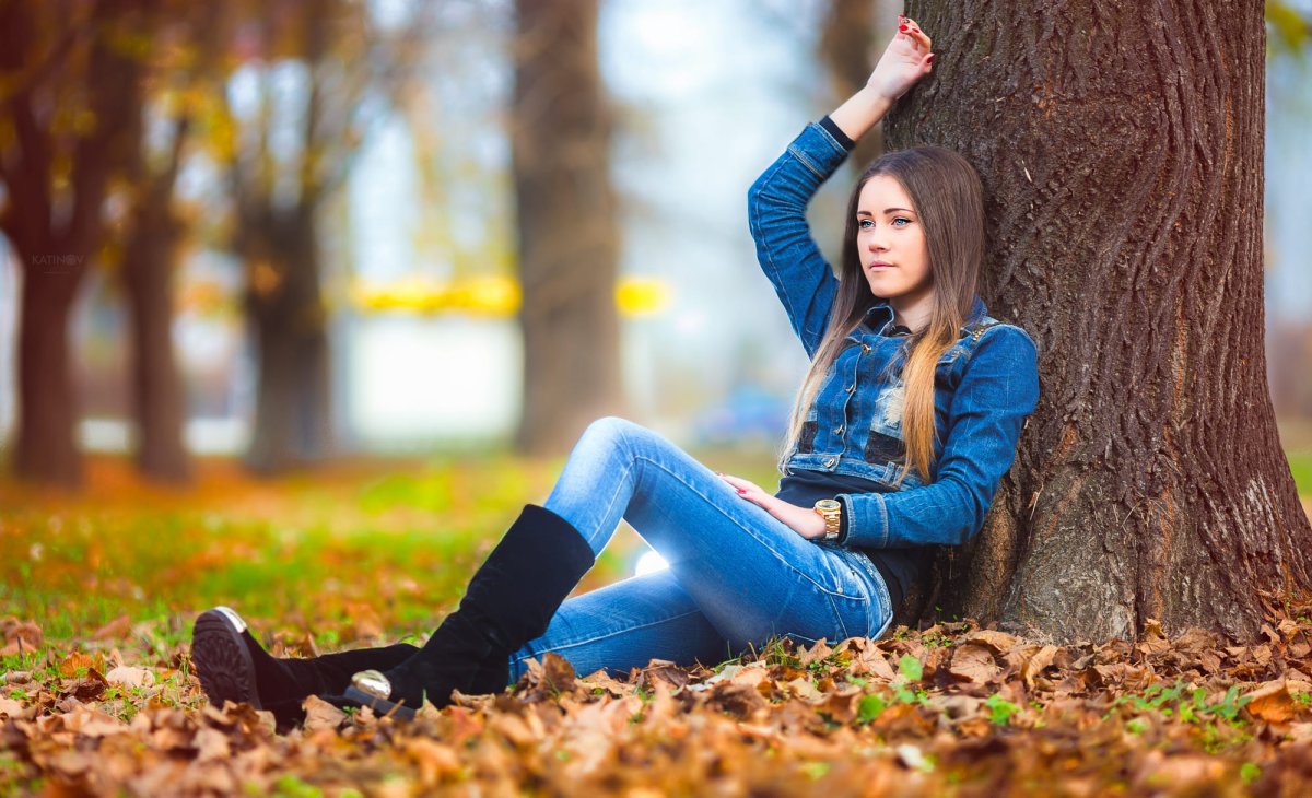 Осенняя фотосессия в джинсах